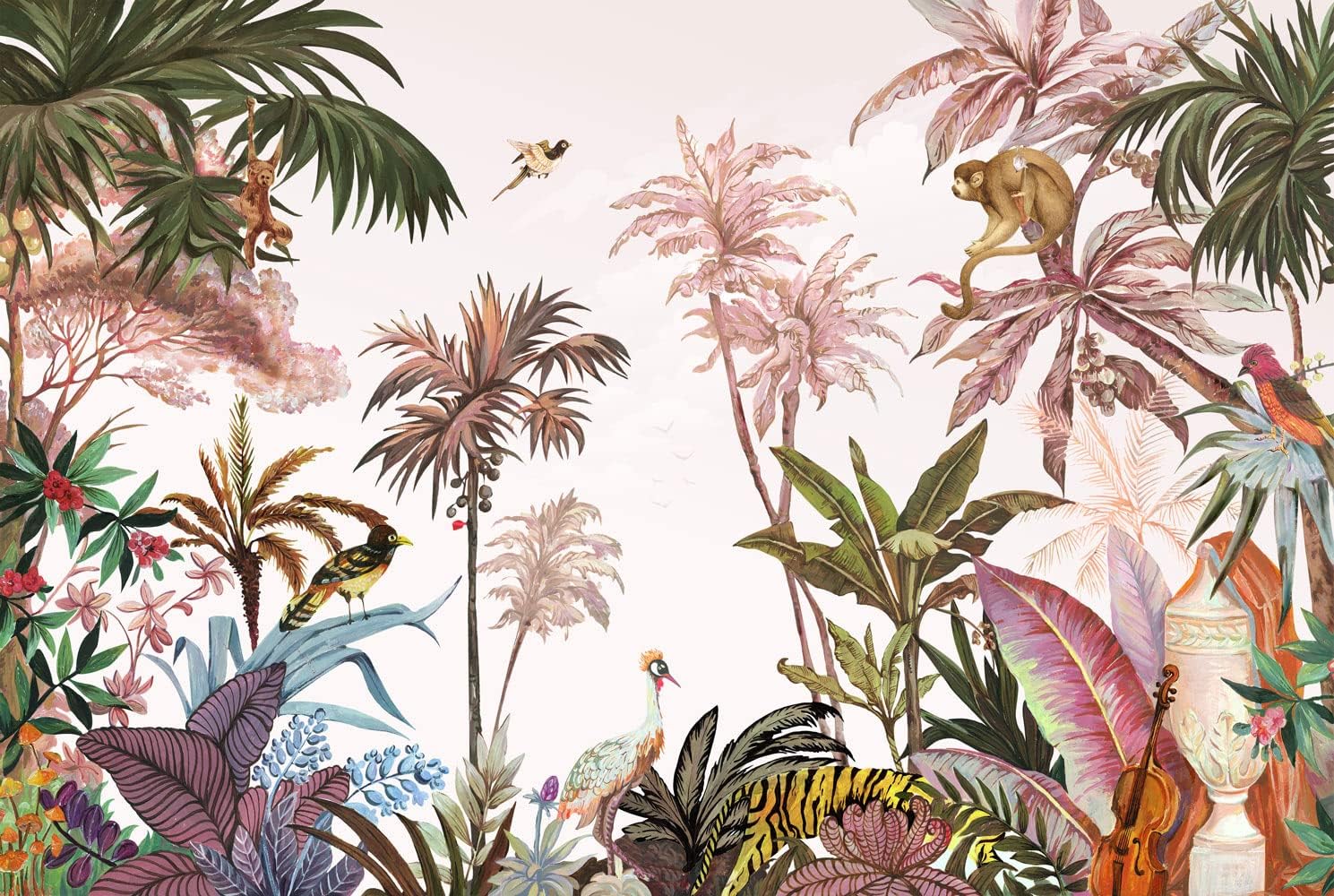 MFWFM Jungle Wallpaper Tropical Botanical Wall Mural Forest Palm Tree Rainforest Mural Wallpaper(Not Peel n' Stick) 161" x 108" mural-01